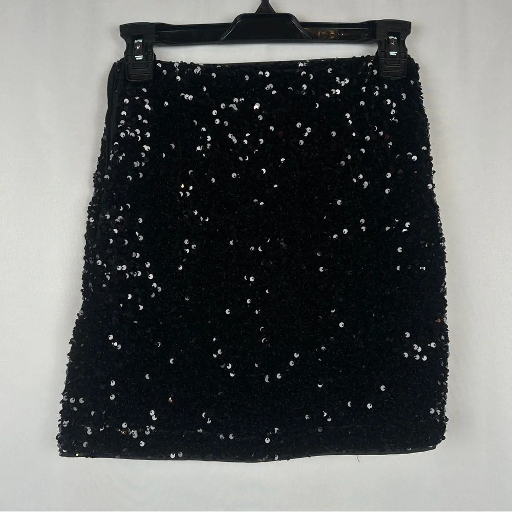 H&M Black Sparkle Shiny Sequin Mini Skirt Size 2